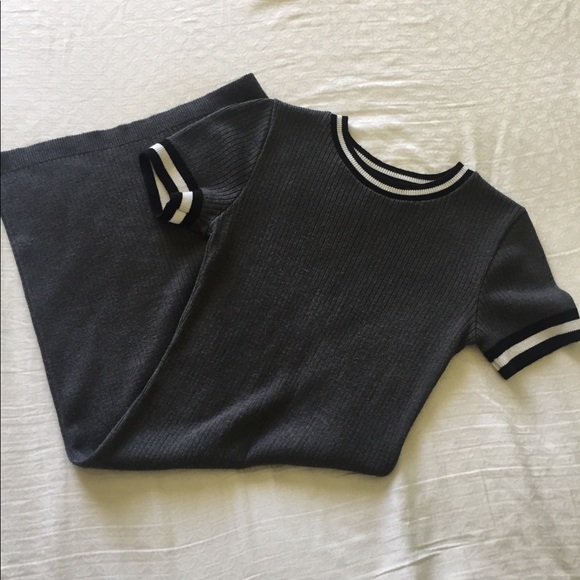 SOLD Ribbed Ringer Body Con Gray Dress - Picture 2 of 3